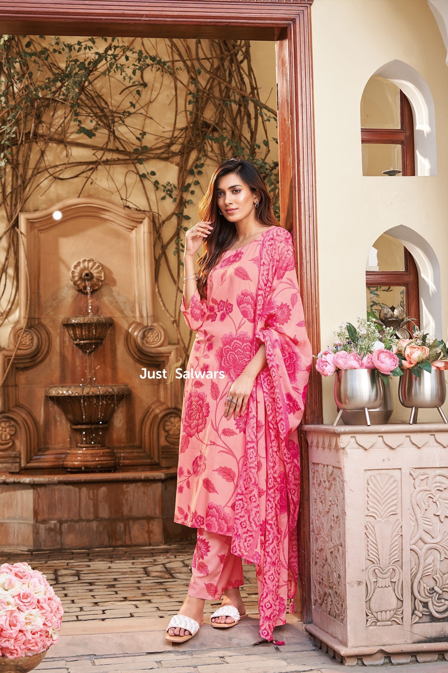 Pink Color Cotton Suit Set - Salwar Suit - Just Salwars