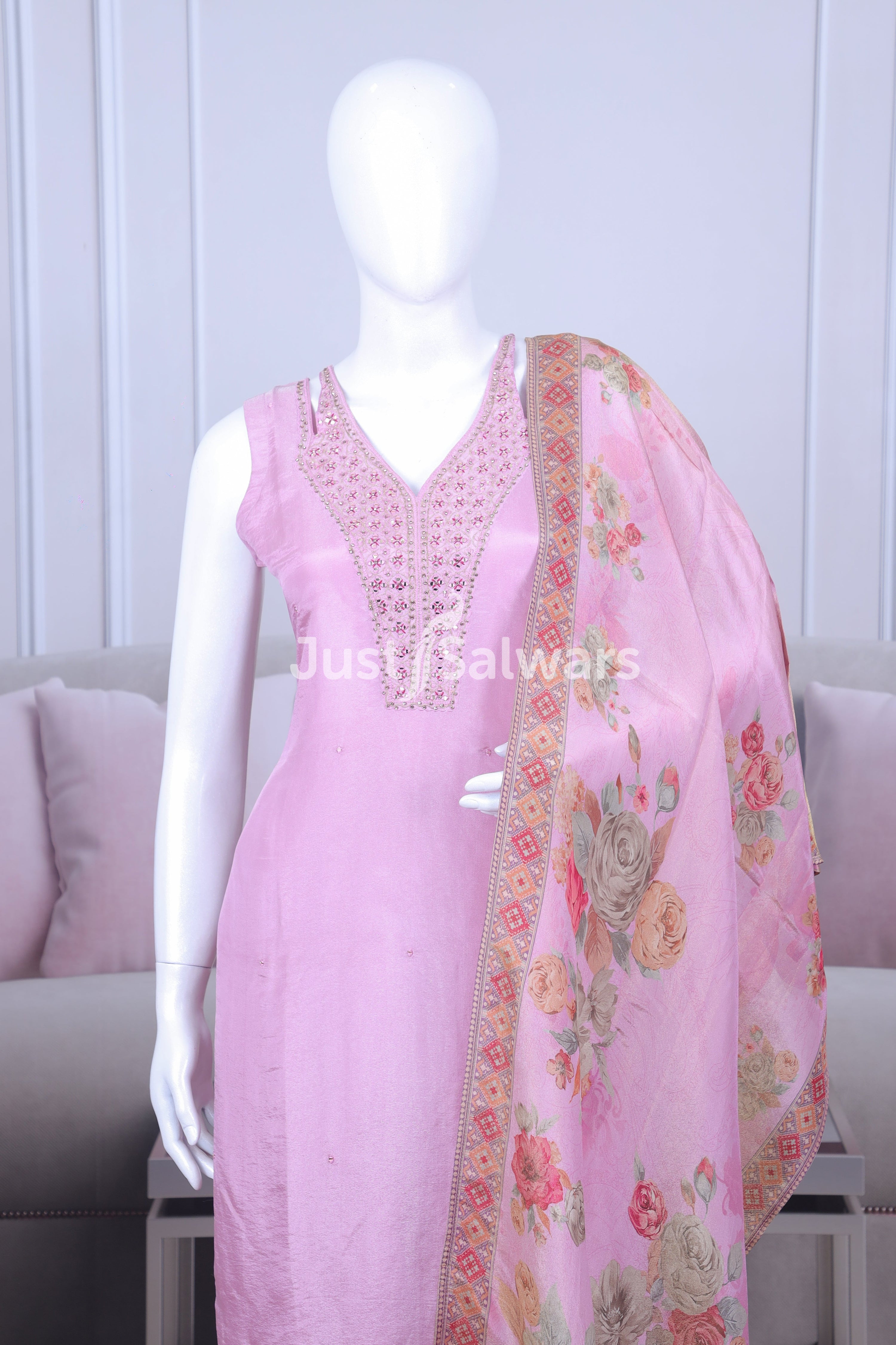 Pink Color Straight Cut Salwar Suit - Salwar Suit - Just Salwars