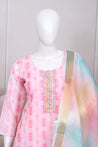 Pink Colour Silk Cotton Straight Cut Salwar Suit - Salwar Suit - Just Salwars