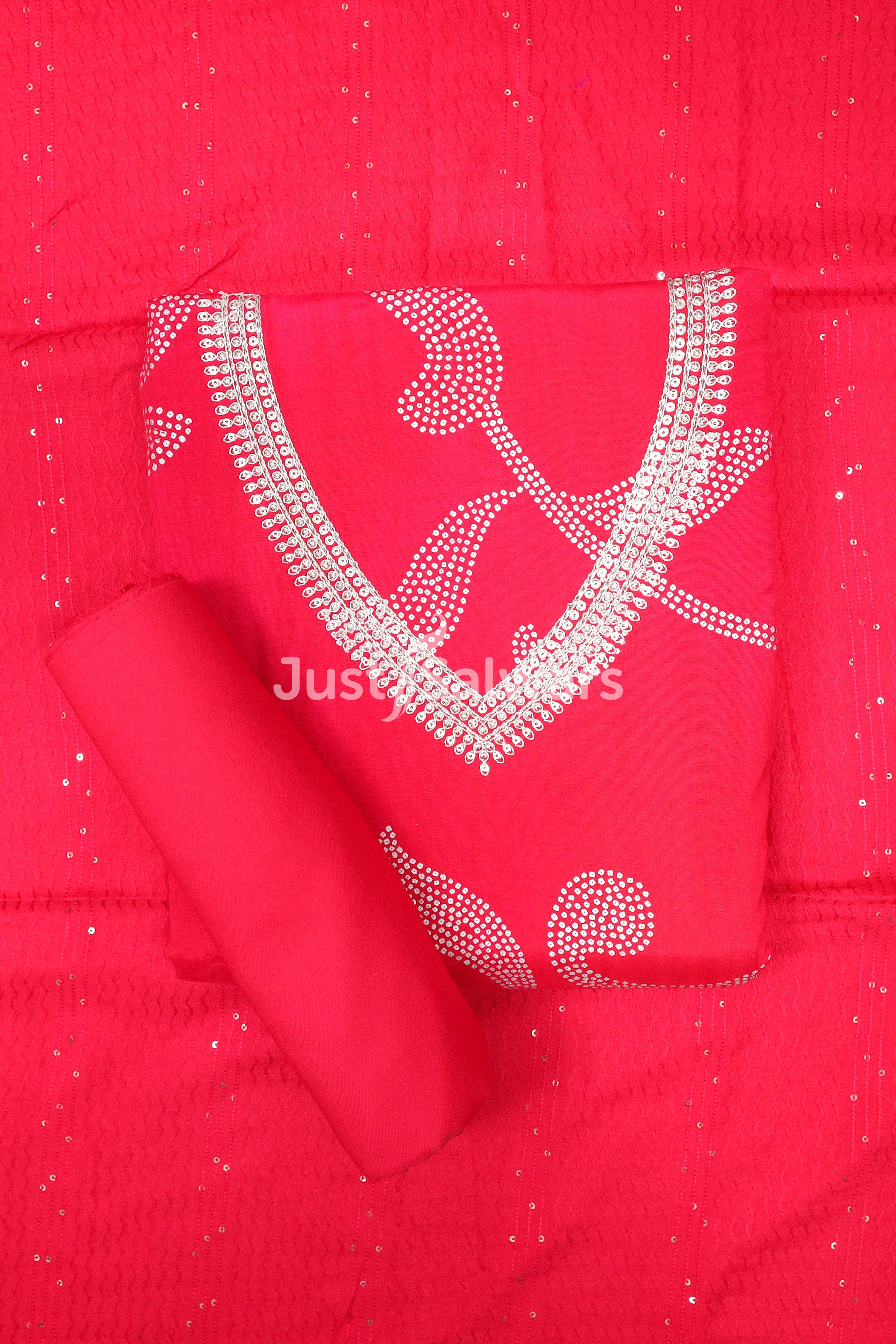 Pink Colour Unstitched Dress Material - Dress Material - Just Salwars