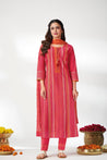Pink & Orange Straight Salwar Suit Set - Salwar Suit - Just Salwars
