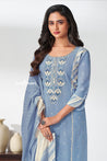 Powder Blue Cotton Salwar Suit Set - Salwar Suit - Just Salwars