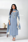 Powder Blue Cotton Salwar Suit Set - Salwar Suit - Just Salwars