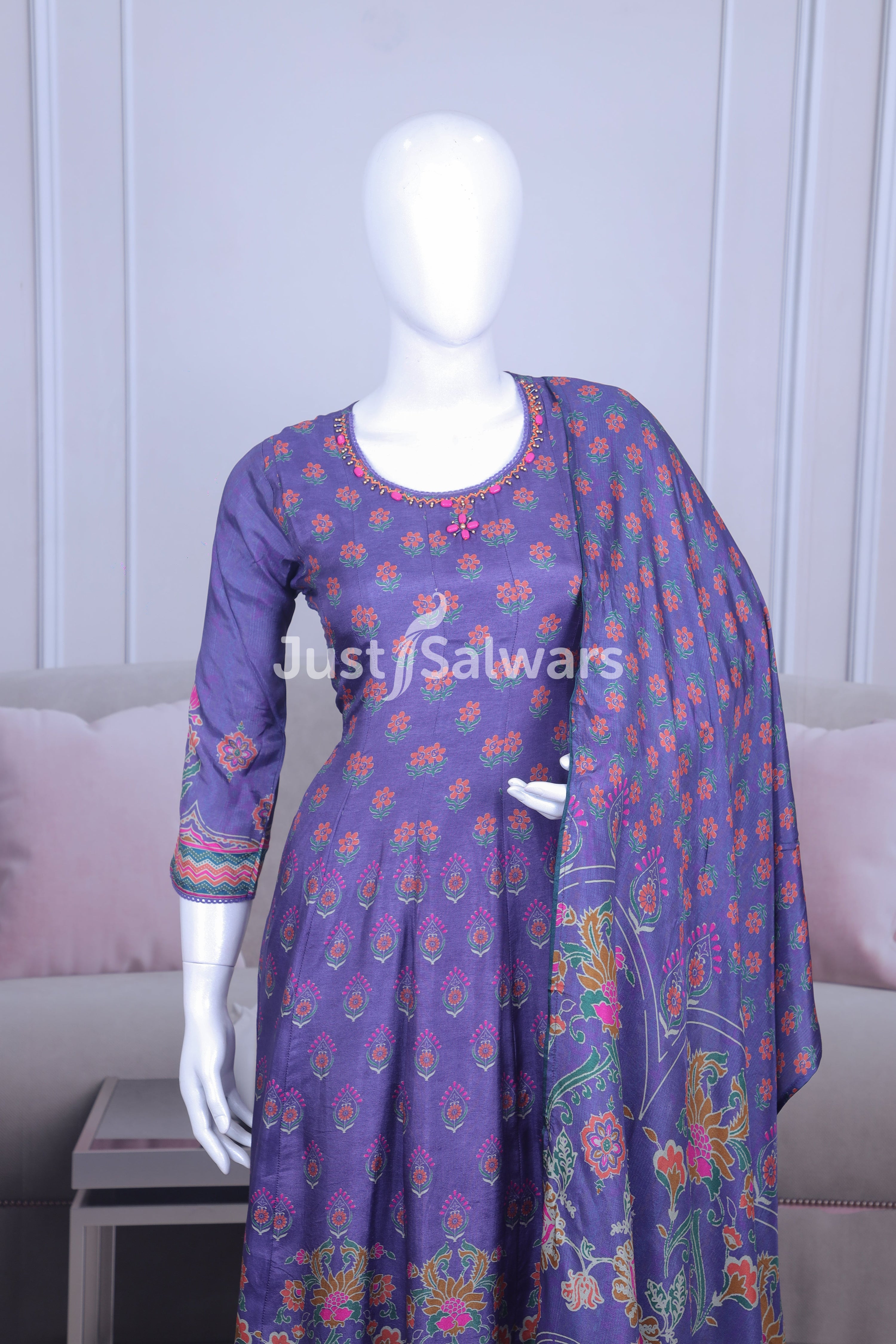 Purple Color Anarkali Suit Set - Anarkali - Just Salwars