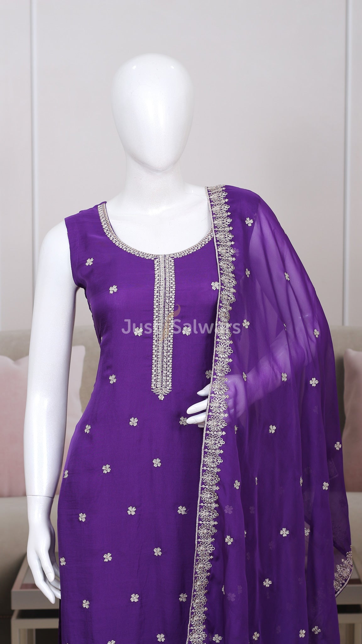 Purple Color Straight Cut Salwar Suit - Salwar Suit - Just Salwars