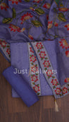 Purple Colour Silk Cotton Dress Material - Dress Material - Just Salwars