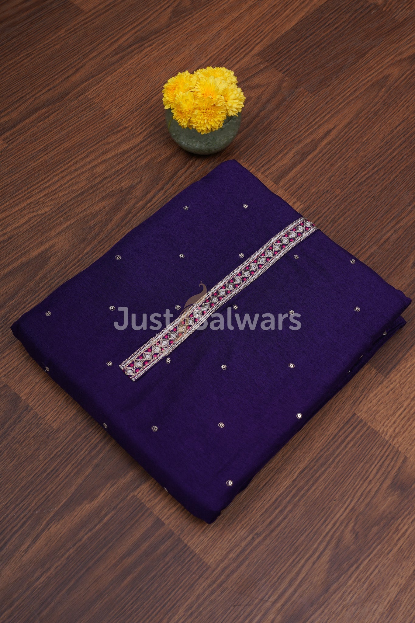 Purple Colour Silk Cotton Dress Material - Dress Material - Just Salwars