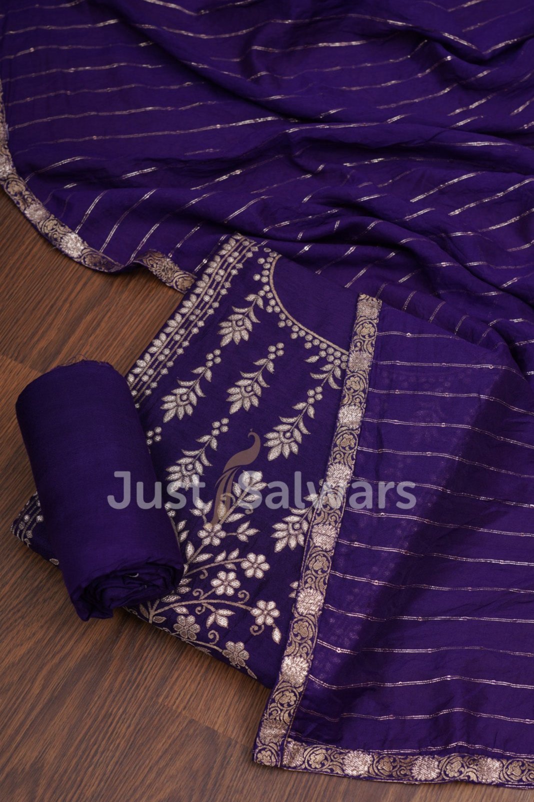 PurpleColourCotton Unstitched Dress Material - Dress Material - Just Salwars