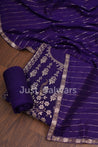 PurpleColourCotton Unstitched Dress Material - Dress Material - Just Salwars