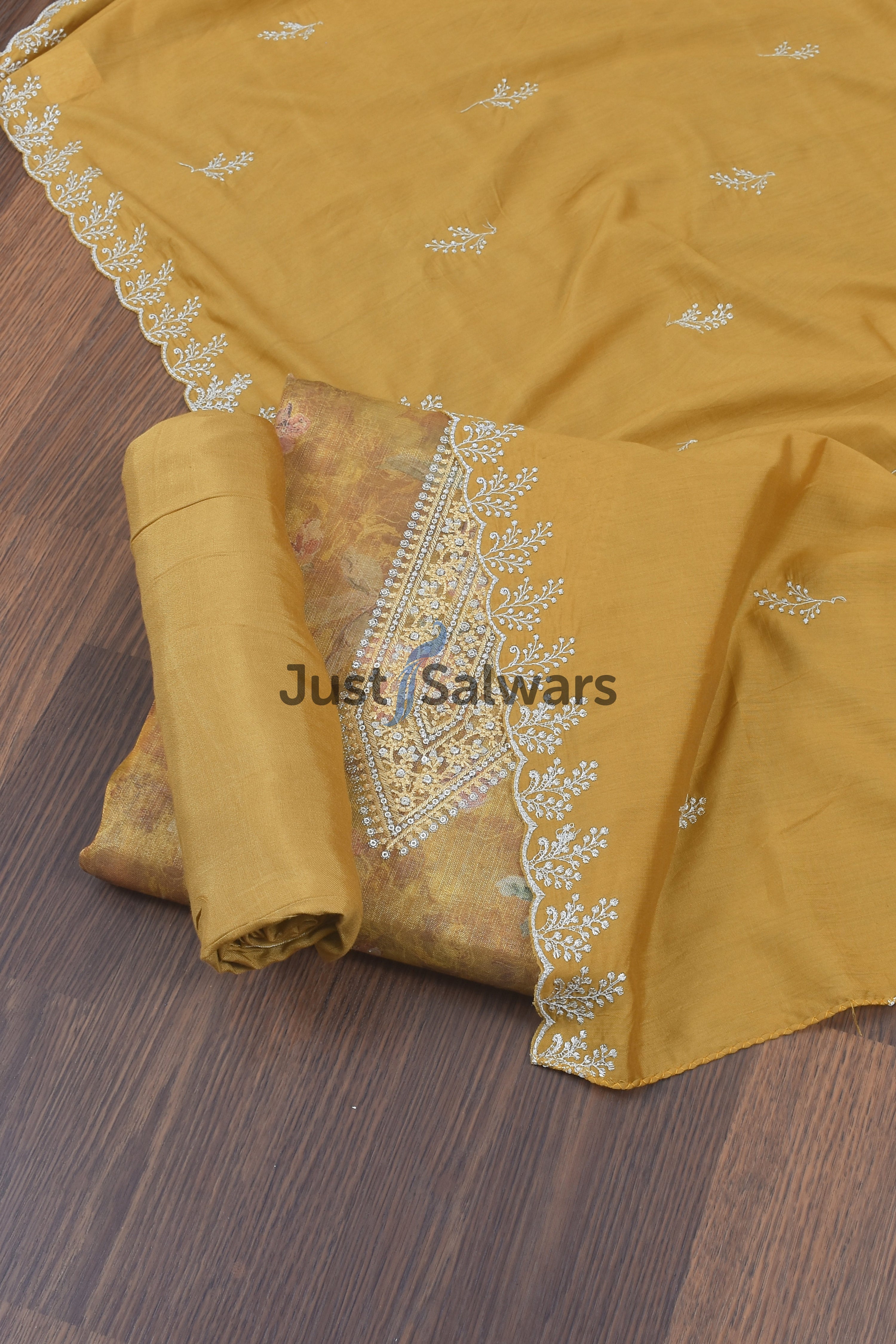 Radiant Yellow Color Tissue Dress Material - Dress Material - Just Salwars