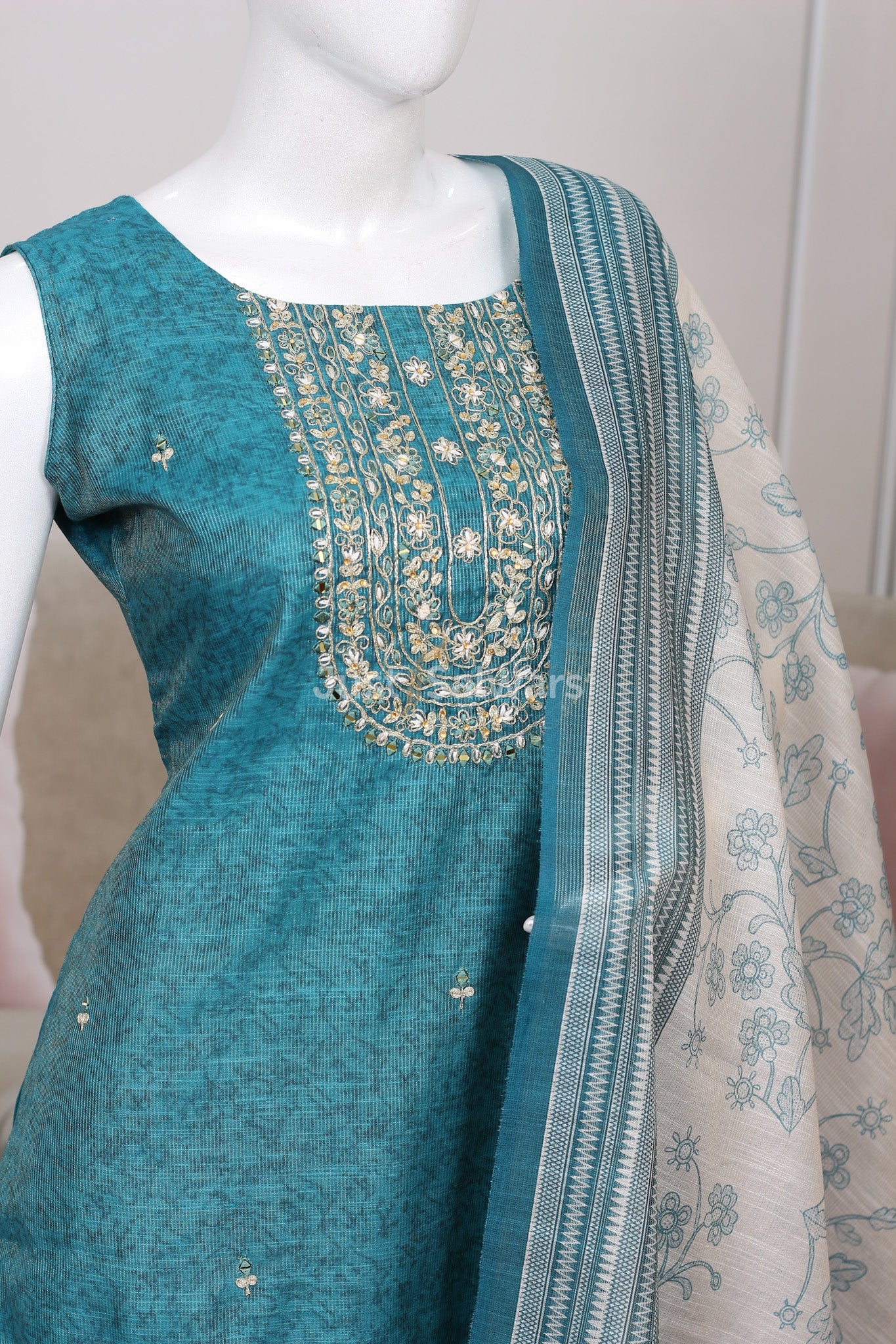 Rama Blue Colour Straight Cut Salwar Suit - Salwar Suit - Just Salwars