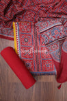 Red And Yellow Colour Cotton Unstitched Dress Material - Dress Material - Just Salwars