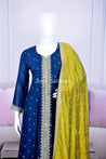 Stunning Blue Silk Anarkali with Sequins and Zari Work - Anarkali - Just Salwars