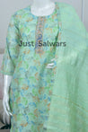 Stunning Green Color Silk Cotton - Salwar Suit - Just Salwars