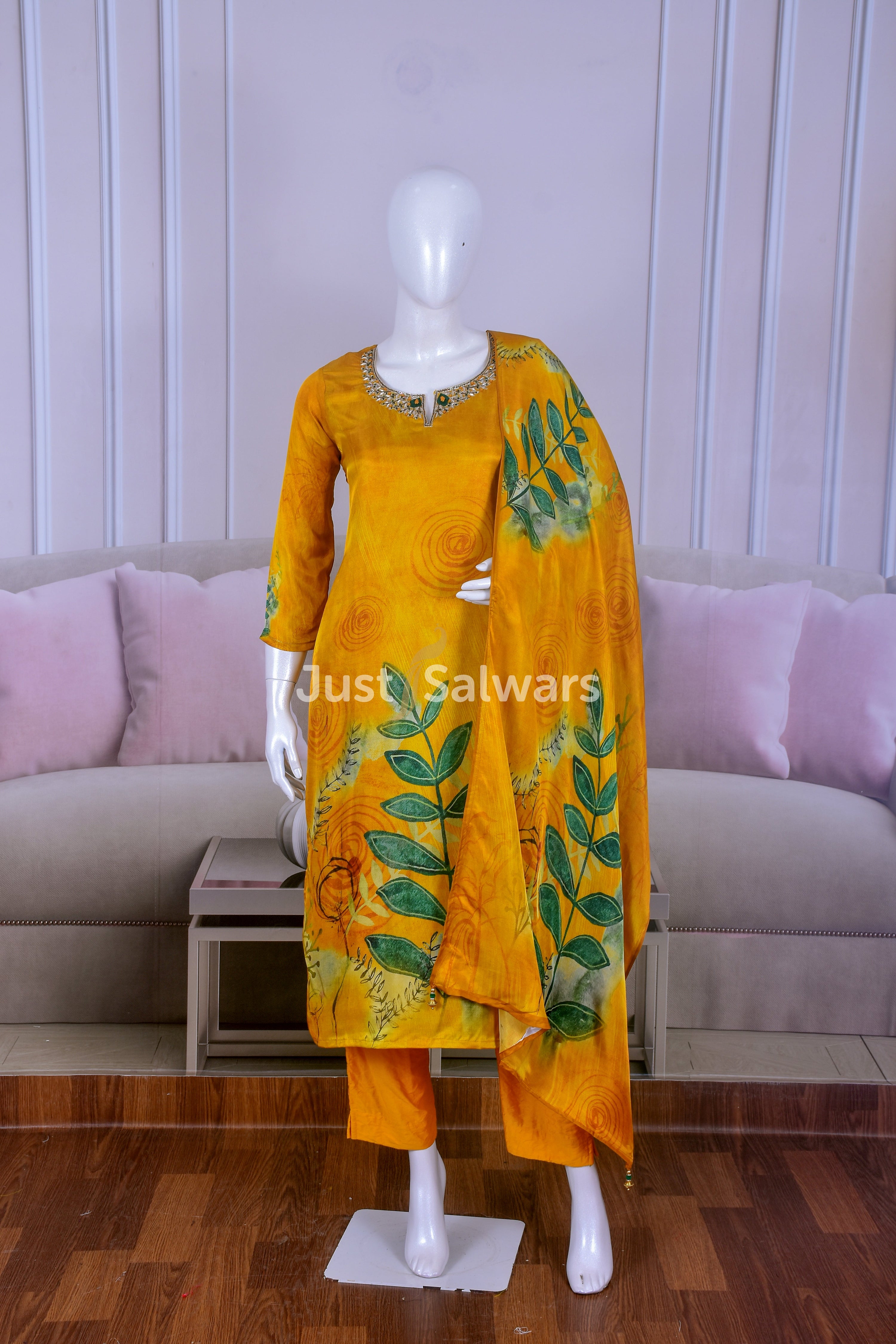 Stunning Yellow Modal Silk Suit Set - Salwar Suit - Just Salwars