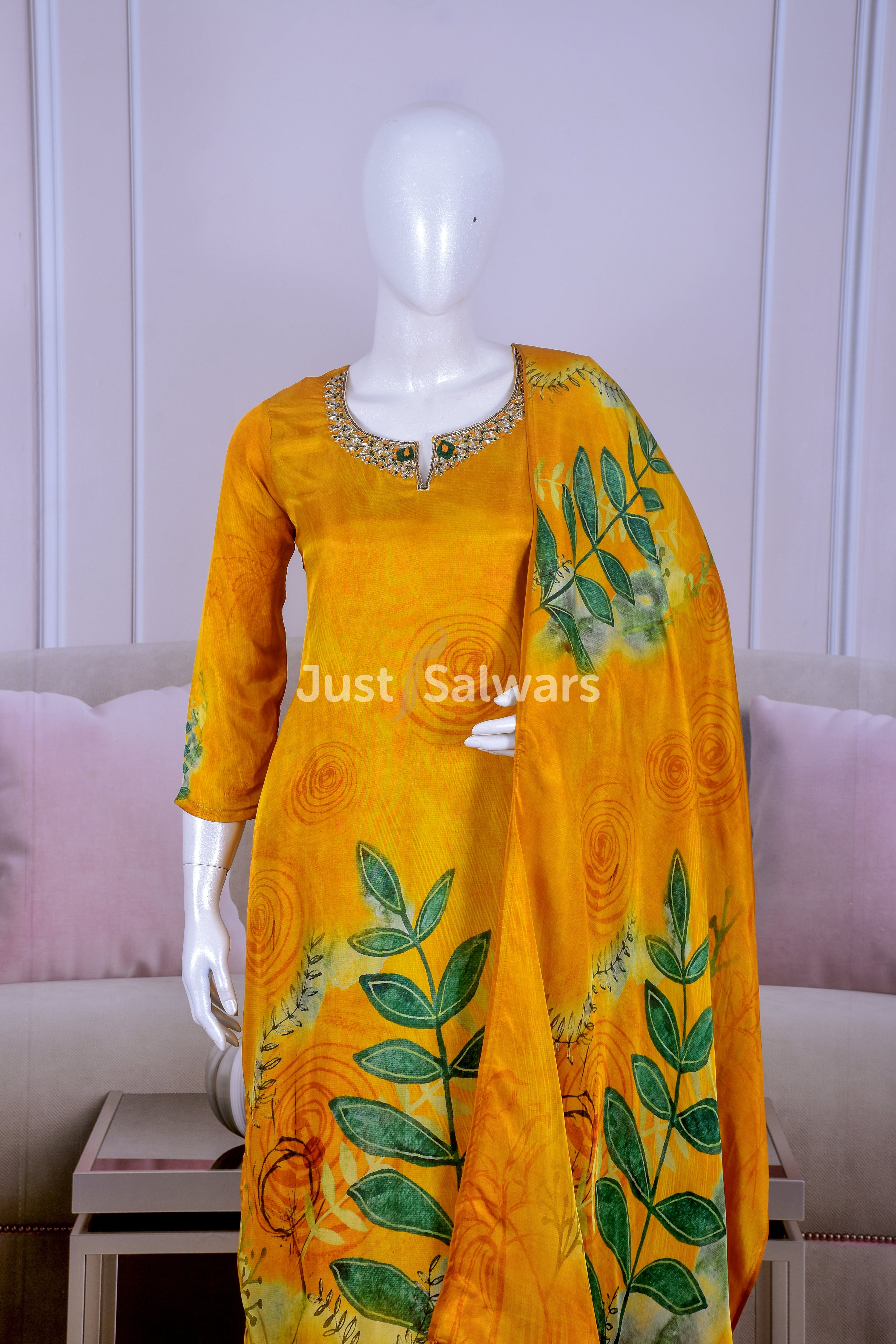 Stunning Yellow Modal Silk Suit Set - Salwar Suit - Just Salwars