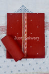 Traditional Maroon Cotton Dress Material - Dress Material - Just Salwars