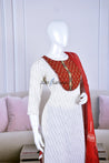 White Color Cotton Suit Set - Dress Material - Just Salwars