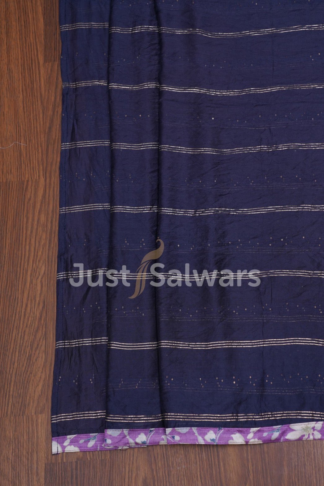 Wine And Blue Color Silk Cotton Dress Material - Dress Material - Just Salwars