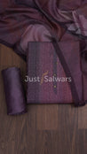 Wine Color Cotton Dress Material - Dress Material - Just Salwars