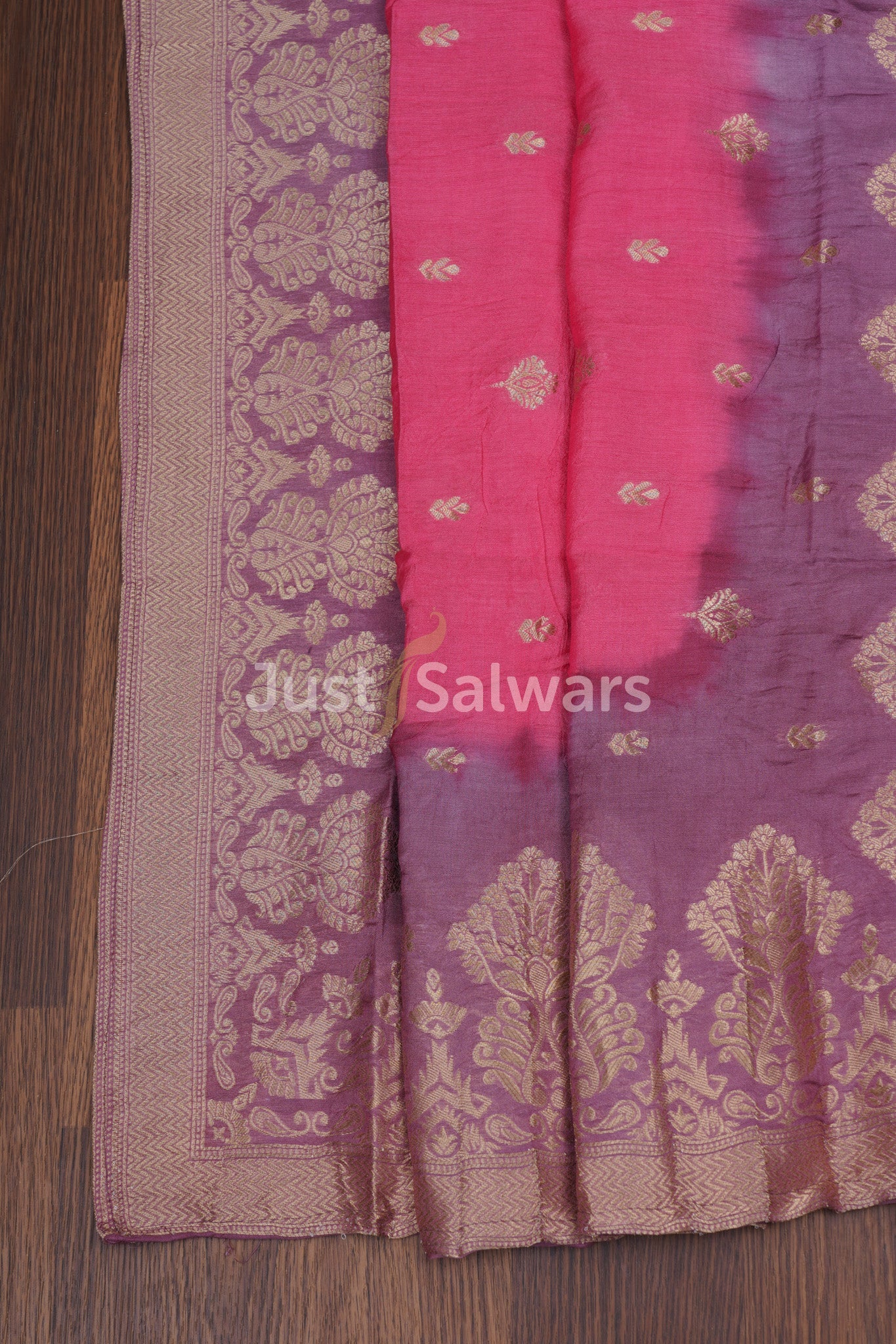 Wine Color Muslin Dress Material with Silk Dupatta - Dress Material - Just Salwars