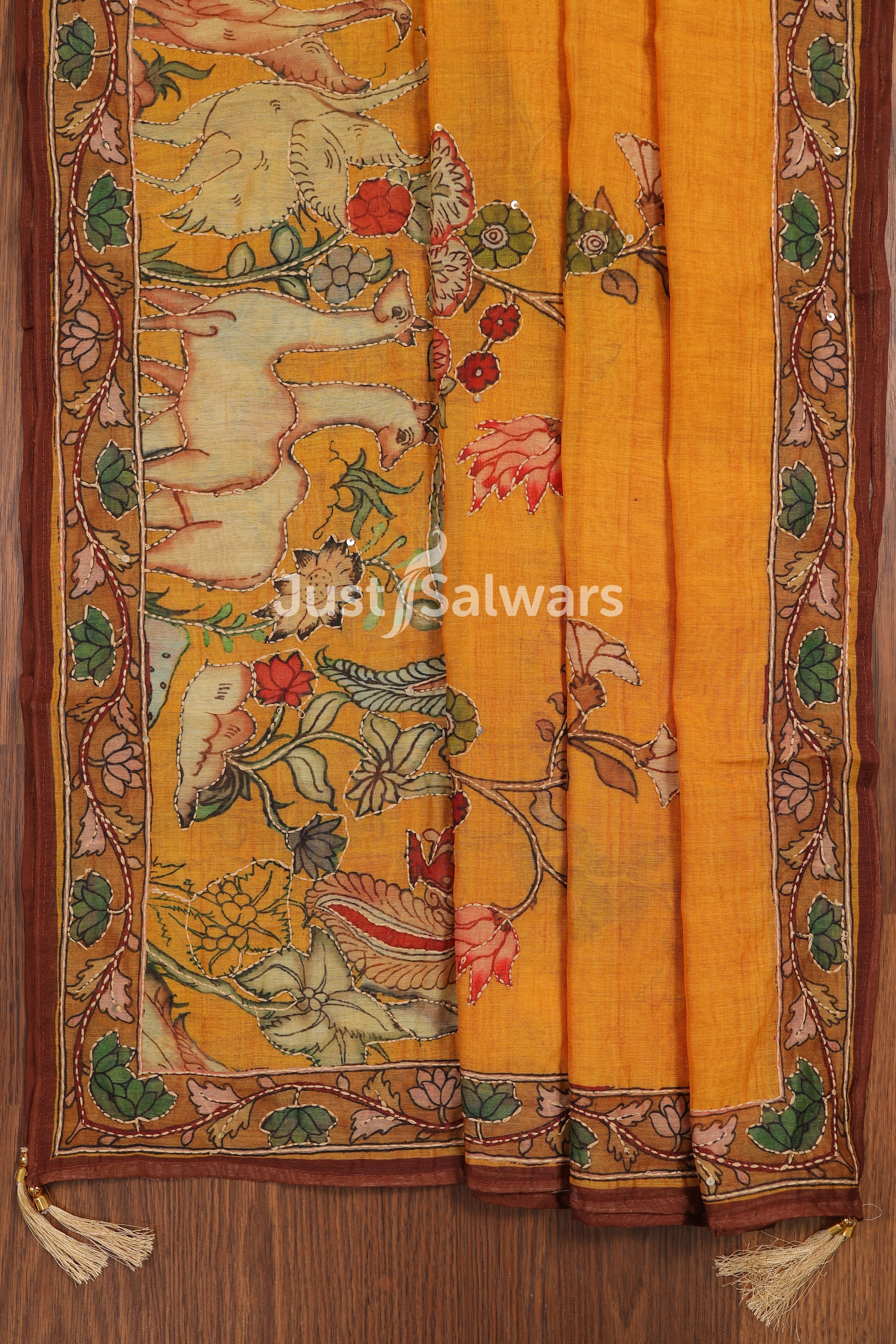 Yellow Colour Cotton Unstitched Dress Material - Dress Material - Just Salwars