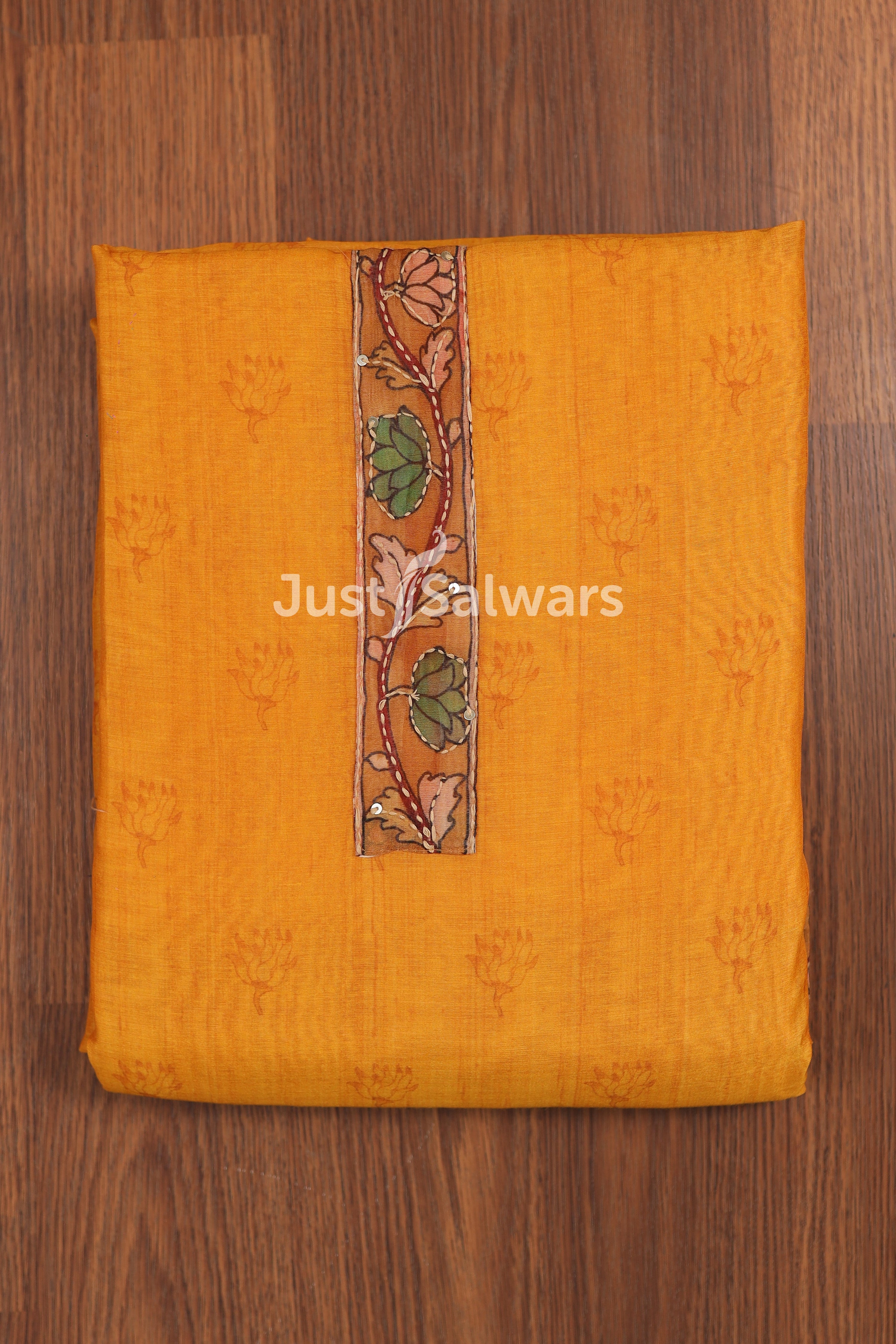 Yellow Colour Cotton Unstitched Dress Material - Dress Material - Just Salwars