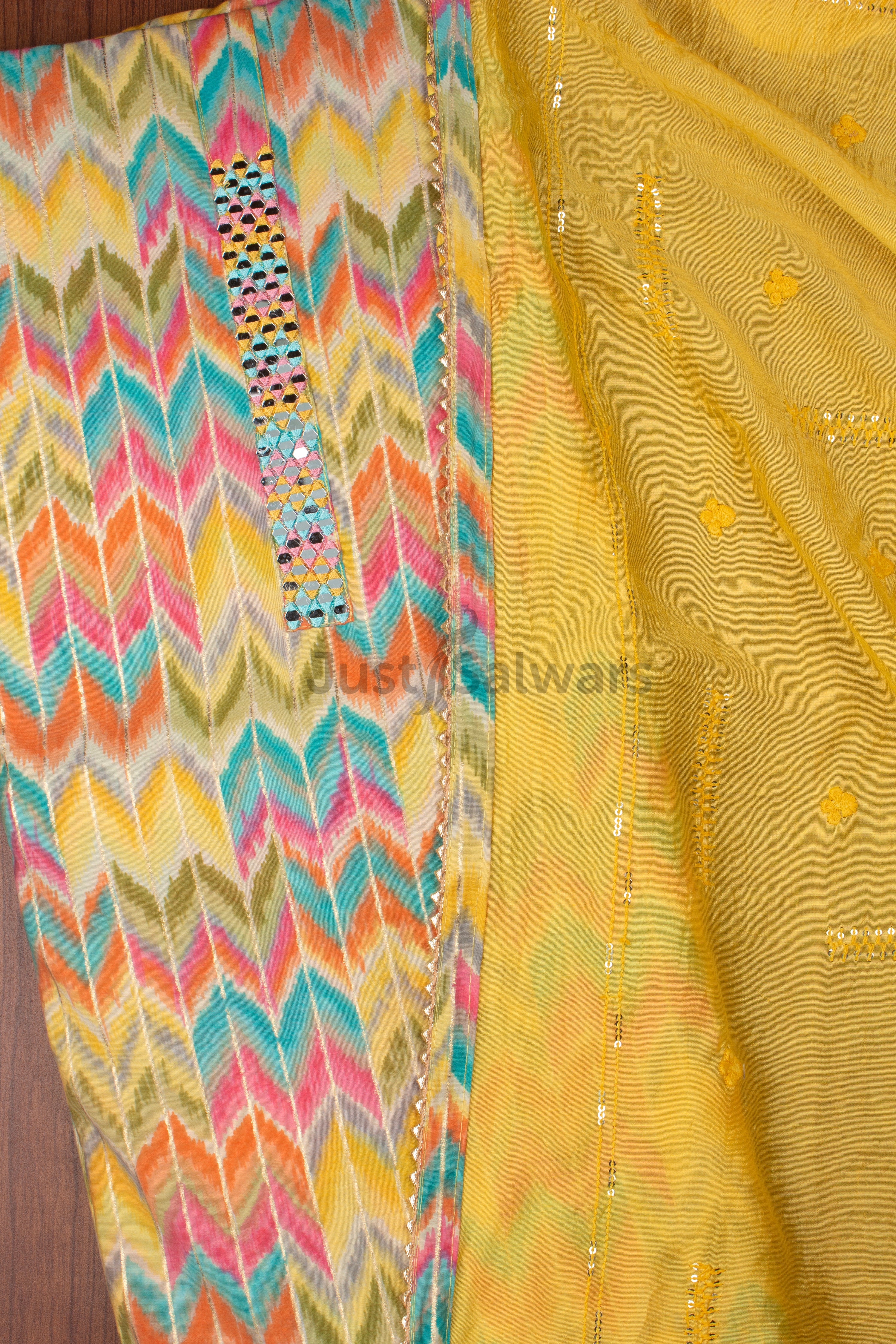 Yellow Colour Unstitched Dress Material