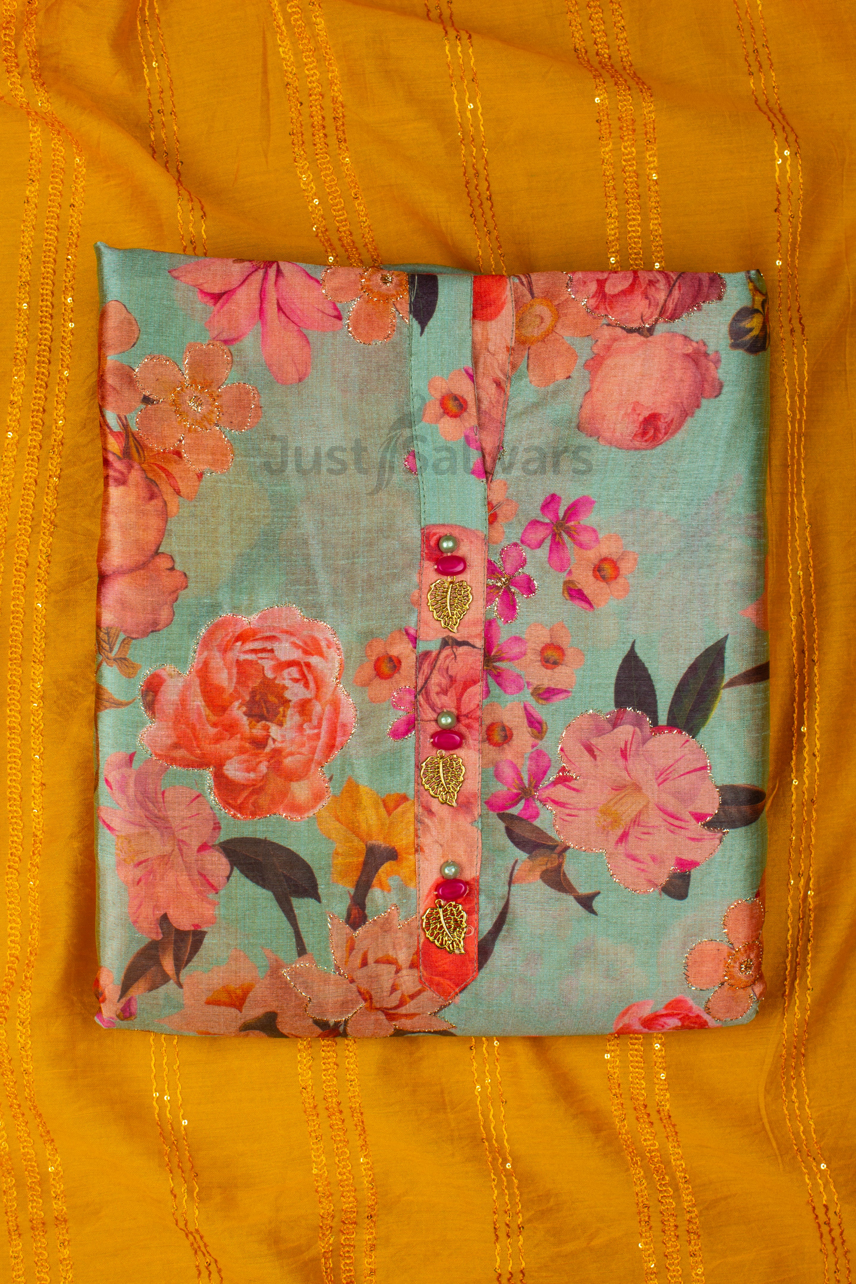 Green Colour Unstitched Dress Material