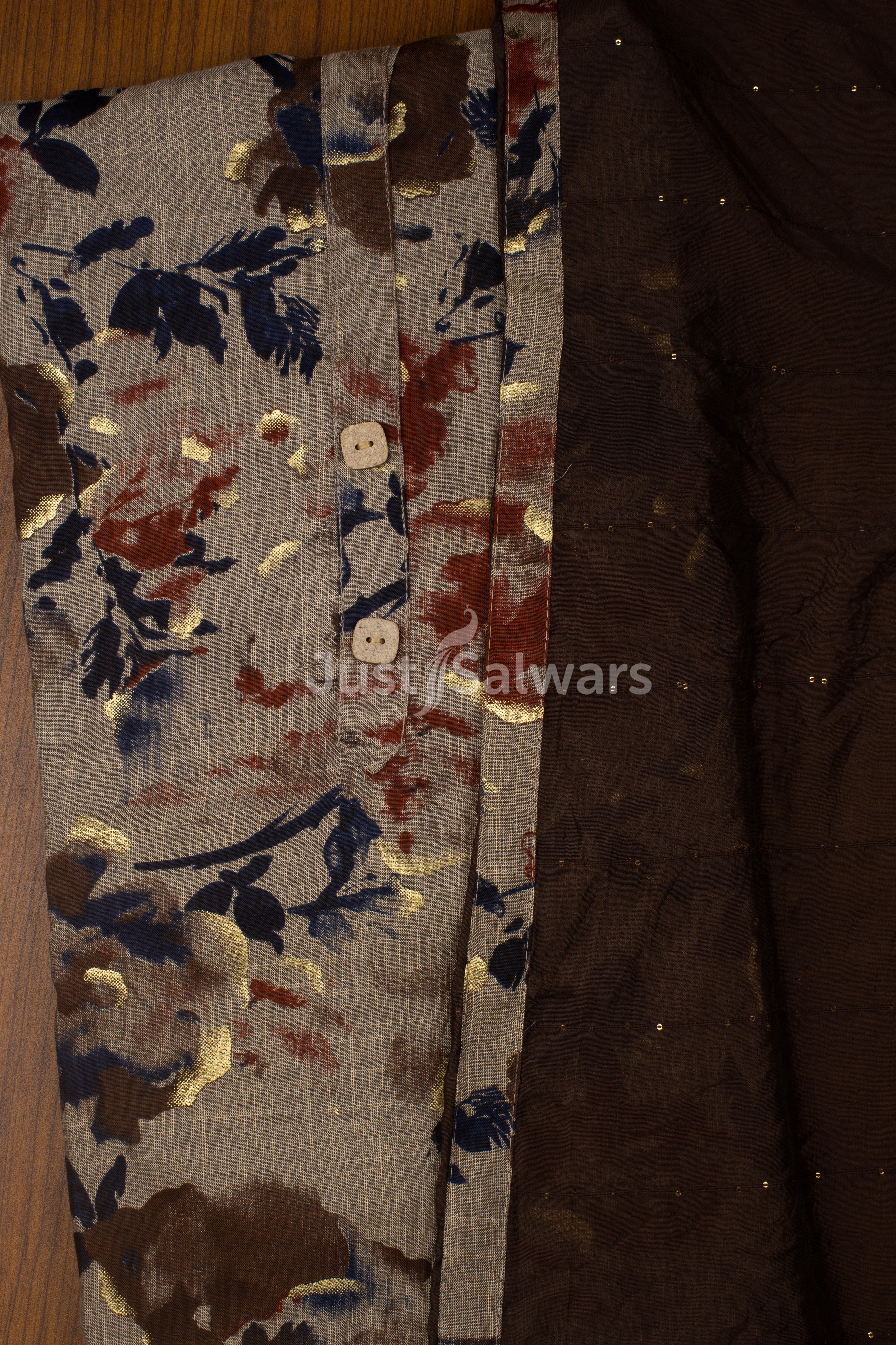 Brown Colour Unstitched Dress Material