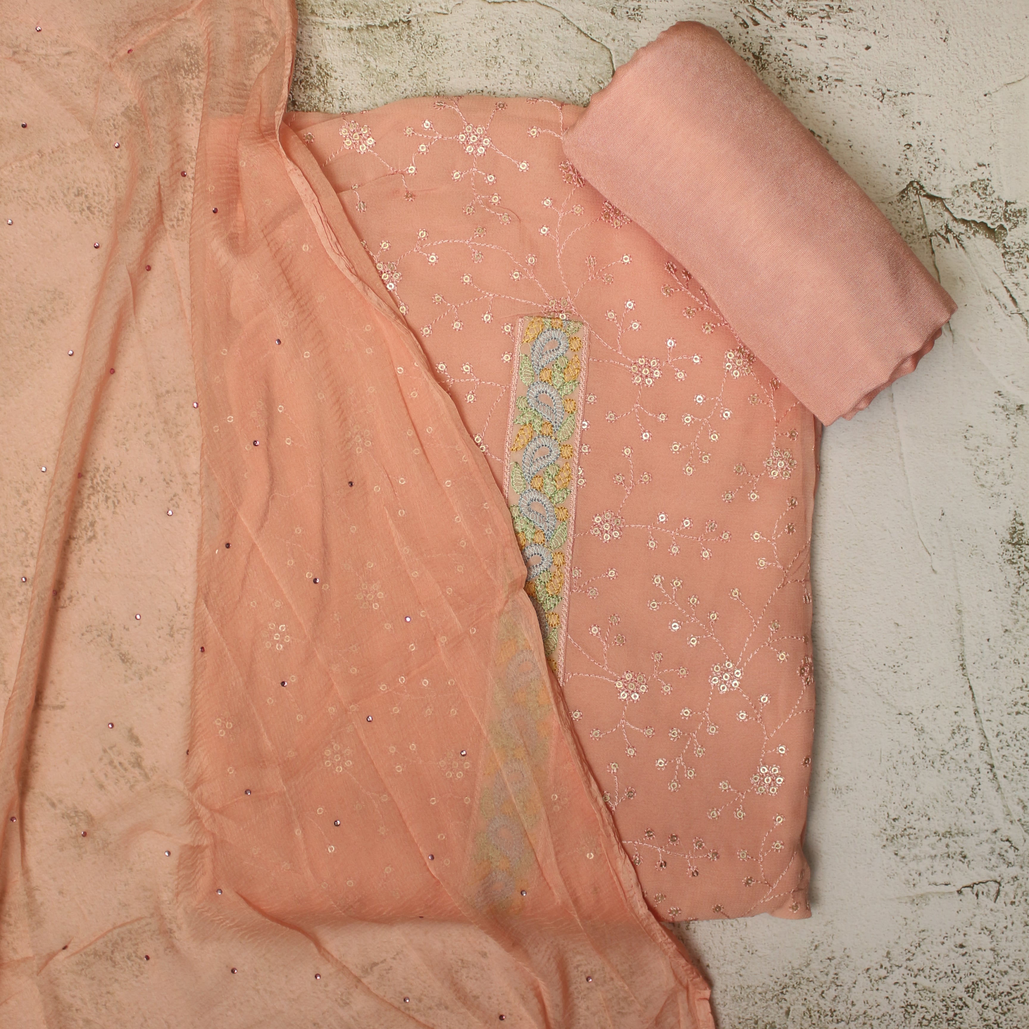 Baby Pink Colour Georgette Dress Material -Dress Material- Just Salwars
