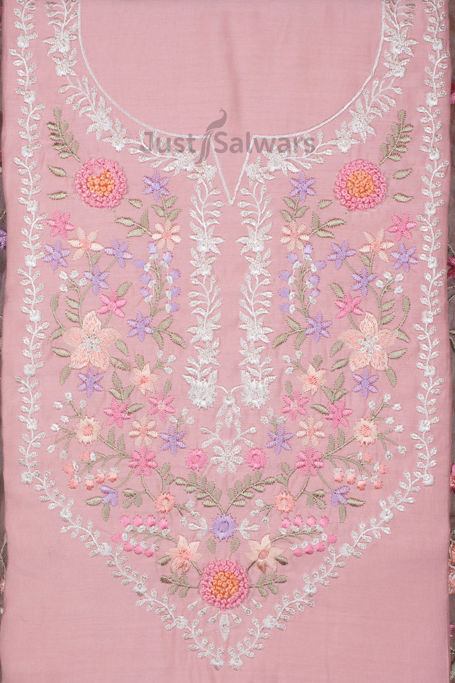 Baby Pink Colour Muslin Dress Material -Dress Material- Just Salwars