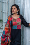 Black Colour Bandini Unstitched Dress Material -Dress Material- Just Salwars