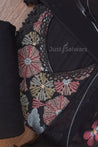 Black Colour Muslin Dress Material with Chiffon Dupatta -Dress Material- Just Salwars