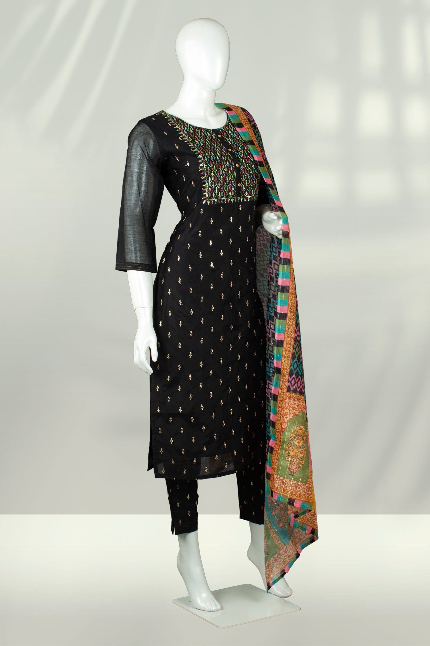 Black Colour Straight Cut Salwar Suit -Salwar Suit- Just Salwars