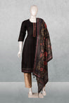 Black Colour Tussar Silk Straight Cut Salwar Suit -Salwar Suit- Just Salwars