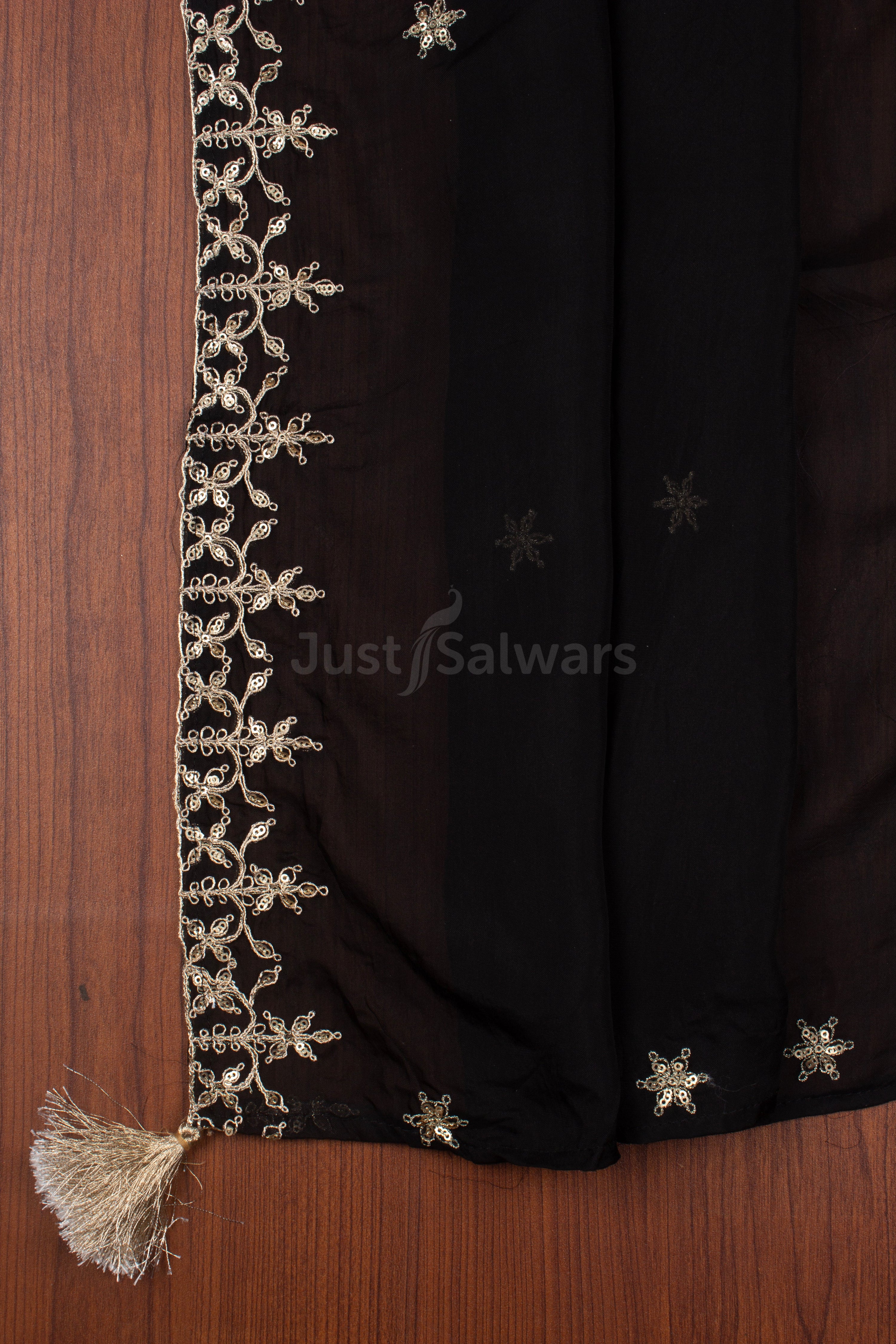 Black Colour Unstitched Dress Material -Dress Material- Just Salwars