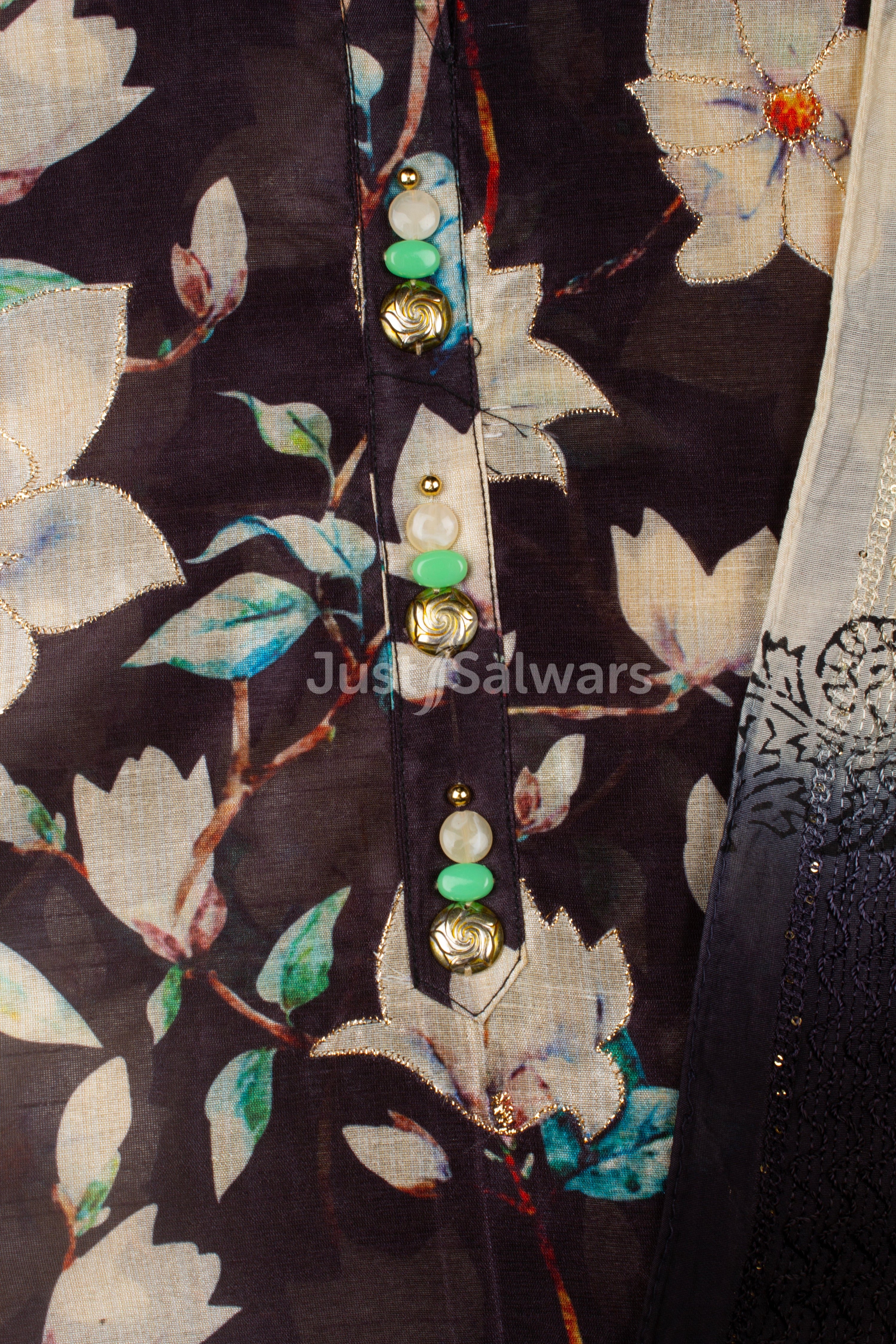 Black Colour Unstitched Dress Material -Dress Material- Just Salwars