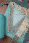 Blue Colour Organza Dress Material -Dress Material- Just Salwars