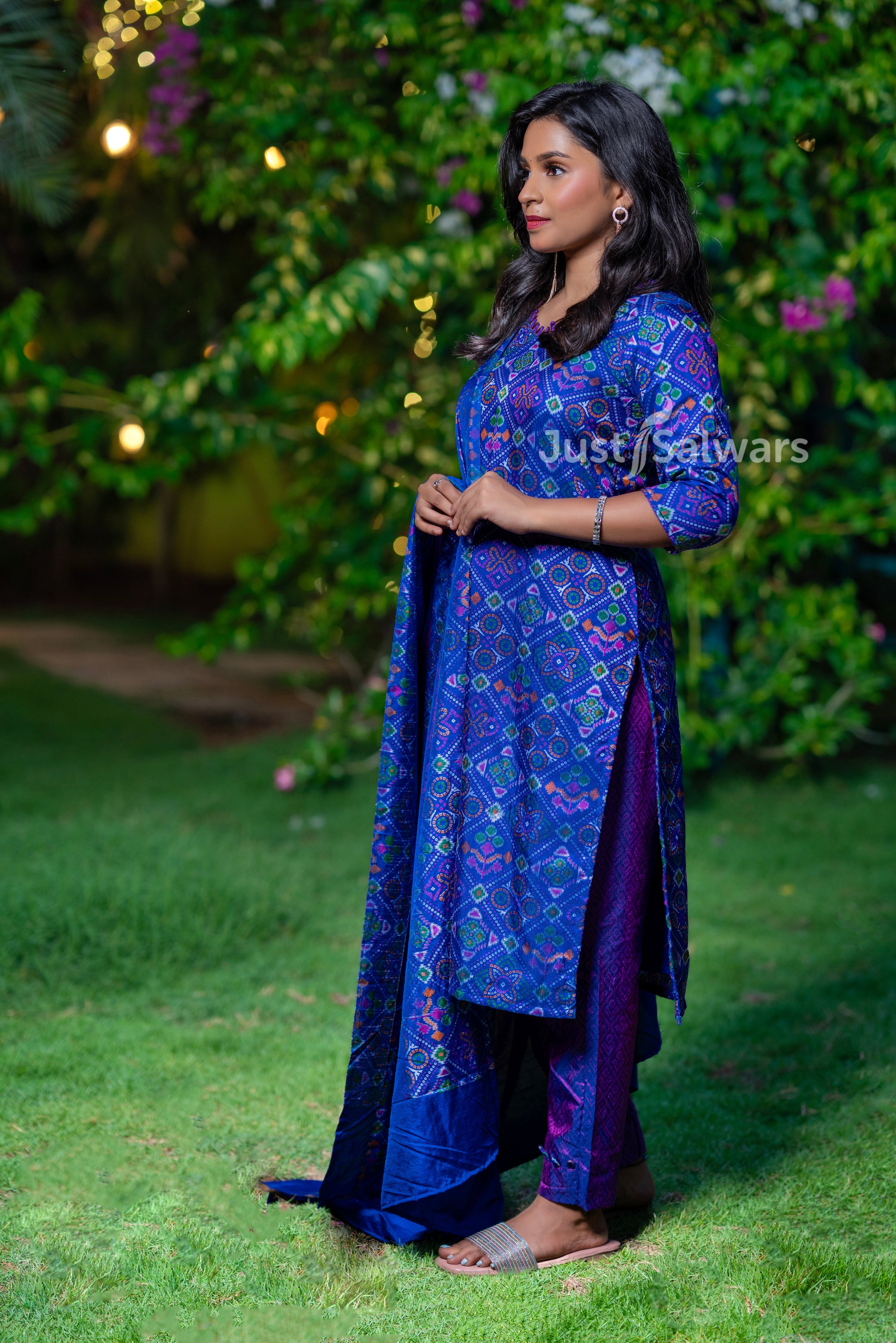 Blue Colour Unstitched Dress Material -Dress Material- Just Salwars