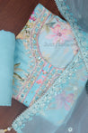 Blue Colour Unstitched Dress Material -Dress Material- Just Salwars