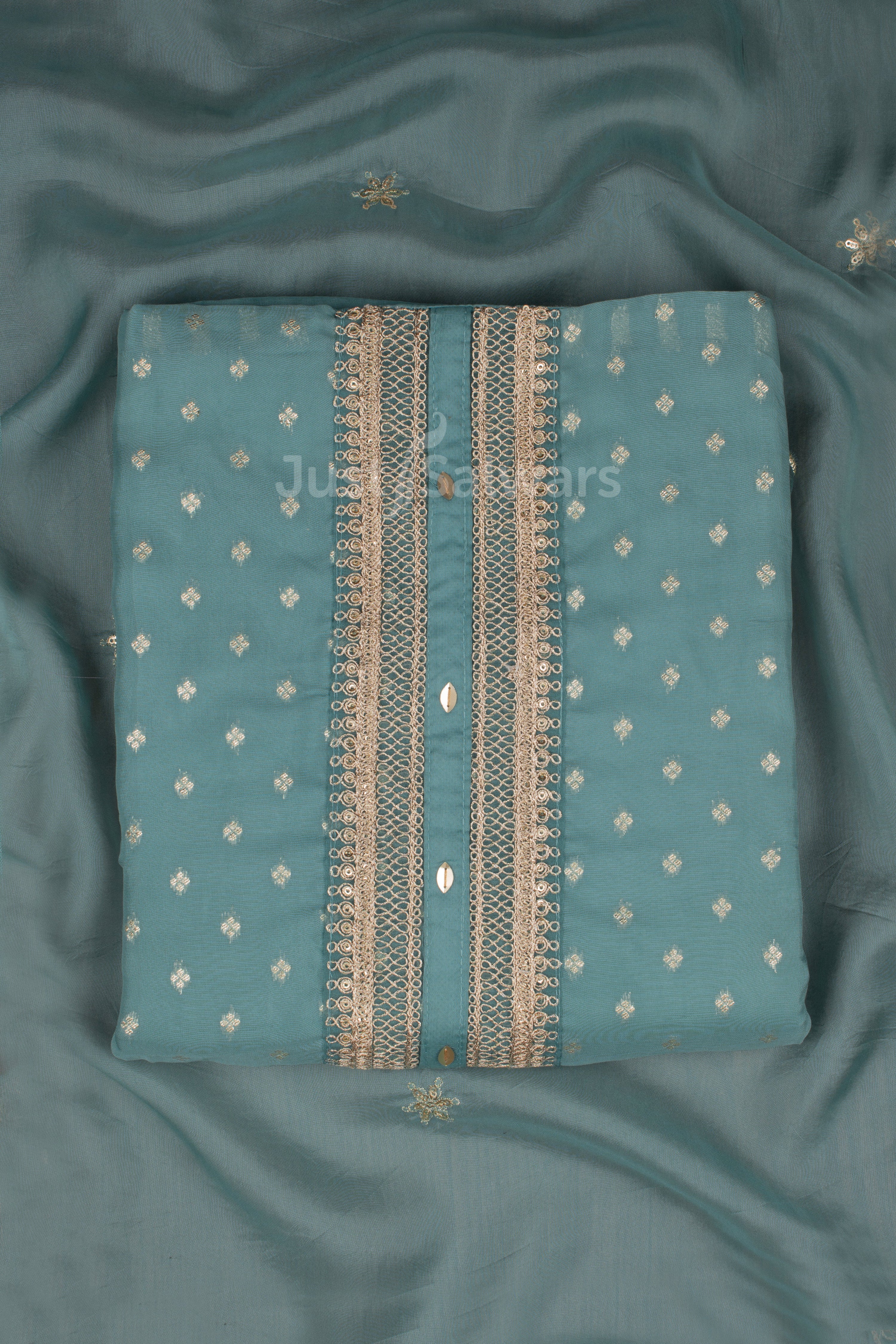 Blue Colour Unstitched Dress Material -Dress Material- Just Salwars