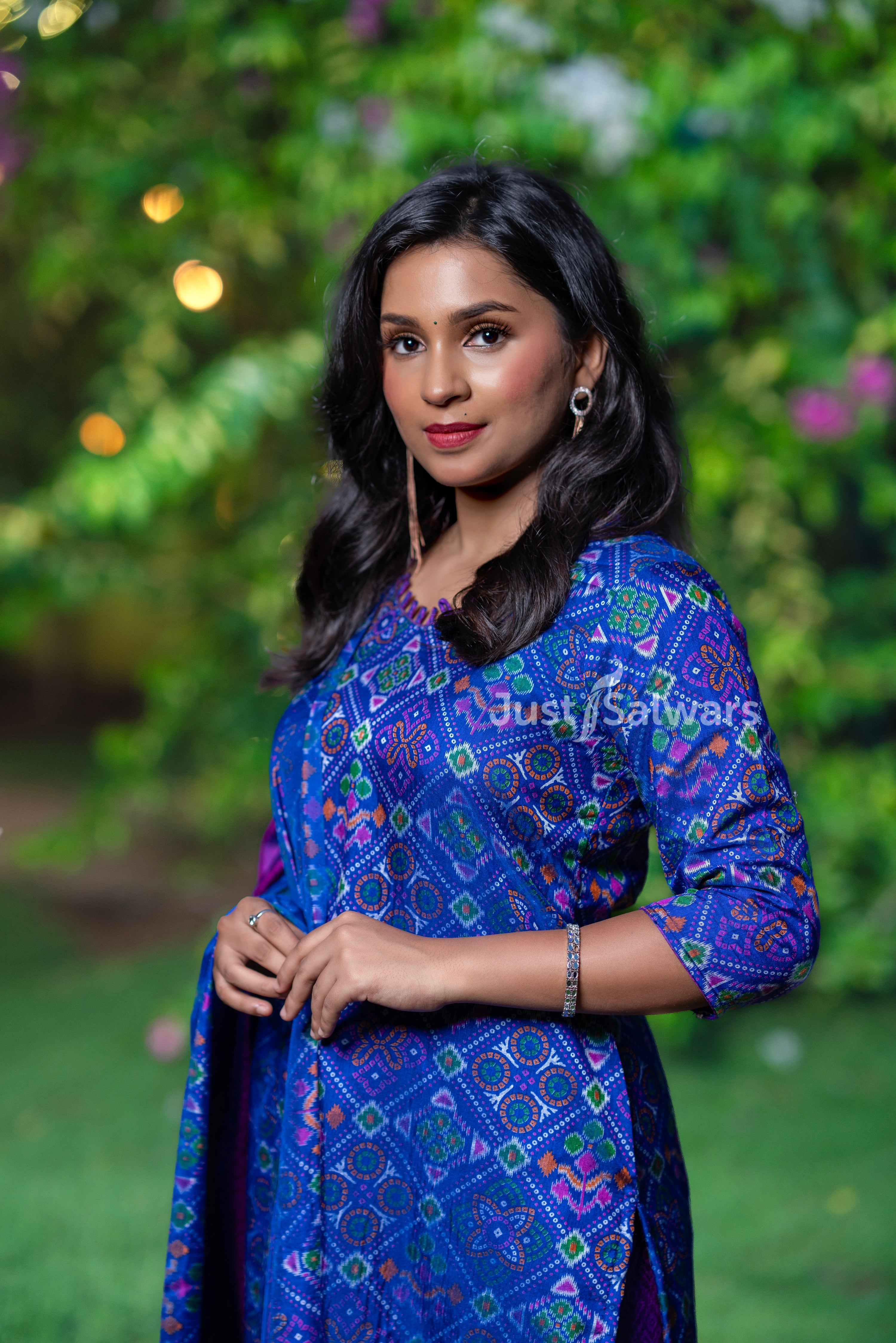 Blue Colour Unstitched Dress Material -Dress Material- Just Salwars