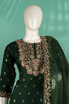 Bottle Green Colour Muslin Straight Cut Salwar Suit -Salwar Suit- Just Salwars