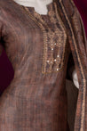 Chikoo Brown Colour Muslin Straight Cut Salwar Suit -Salwar Suit- Just Salwars