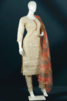 Chikoo Colour Heavy Threadwork Straight Cut Salwar Suit -Salwar Suit- Just Salwars