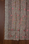 Chikoo Colour Muslin Dress Material with Net Dupatta -Dress Material- Just Salwars