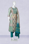 Cream and Cyan Colour Straight Cut Salwar Suit -Salwar Suit- Just Salwars