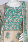 Cream and Cyan Colour Straight Cut Salwar Suit -Salwar Suit- Just Salwars