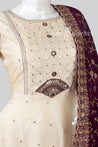 Cream and Purple Colour Anarkali Suit Set -Anarkali- Just Salwars